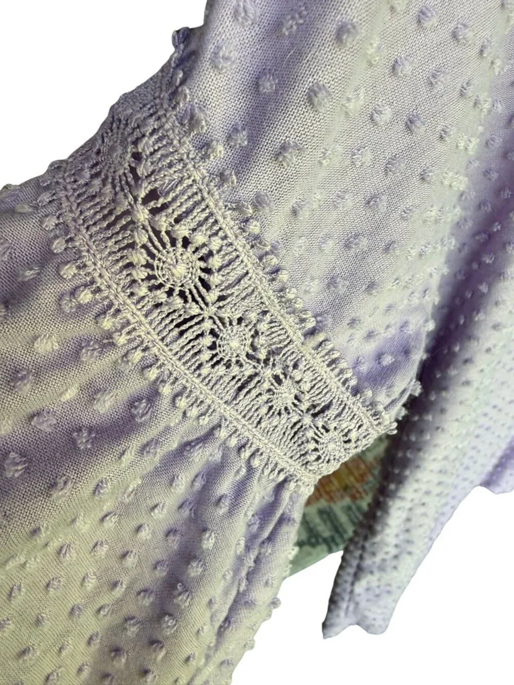 Ruby Rd Lavender Swiss Dot Blouse XS | Bell Sleeve Boho Cottagecore Top